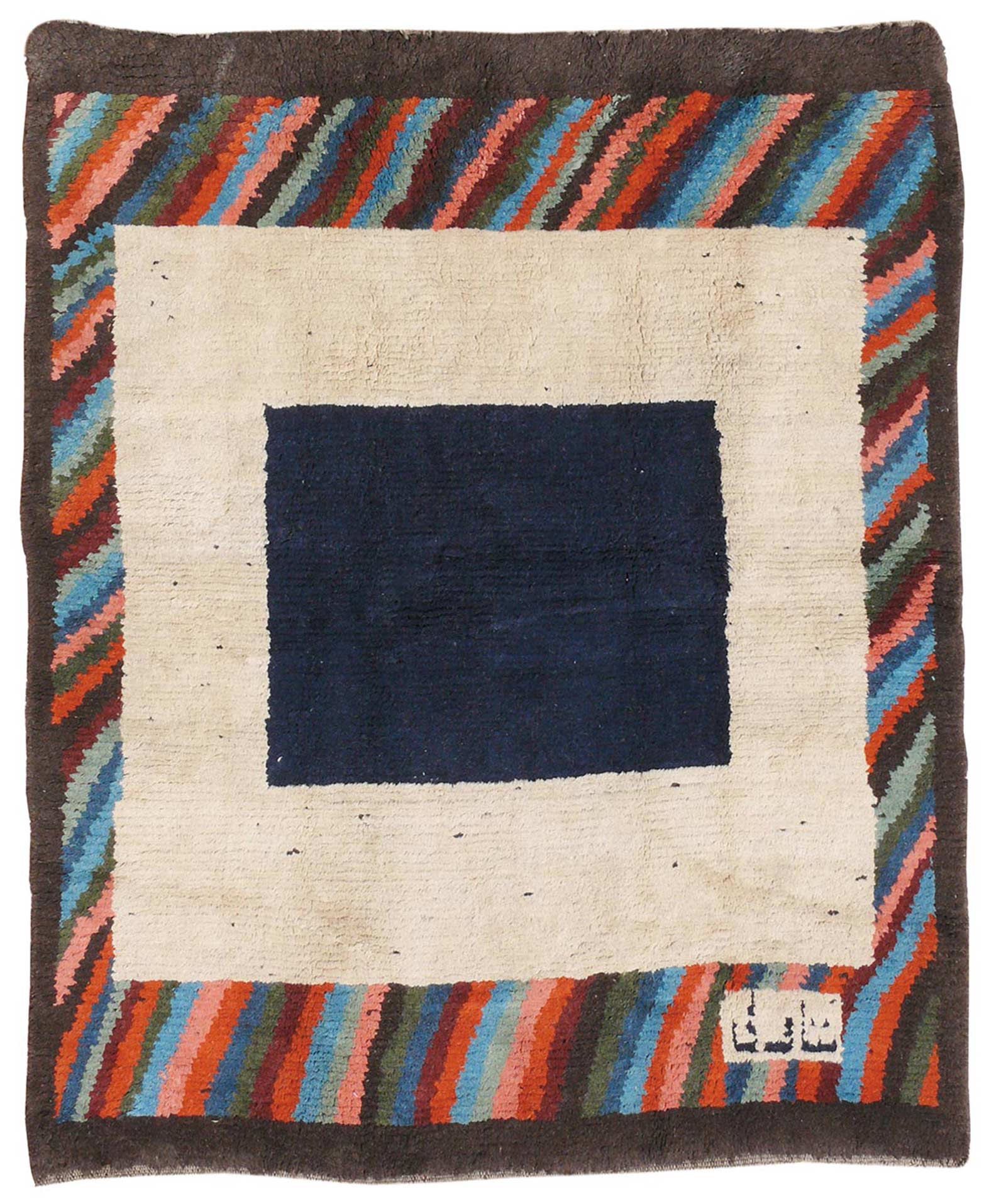 Gabbeh with Blue Square